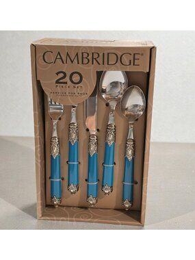 Cambridge Neapolitan Island Blue 20 Pc Flatware Set Service for 4 NIB 641220